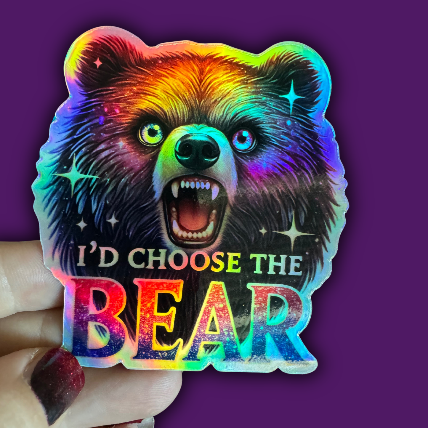 I’d choose the Bear Holographic sticker