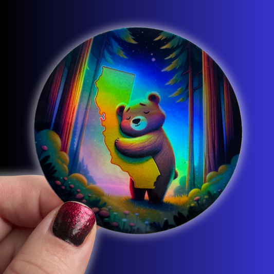 California Love Bear Holographic Sticker