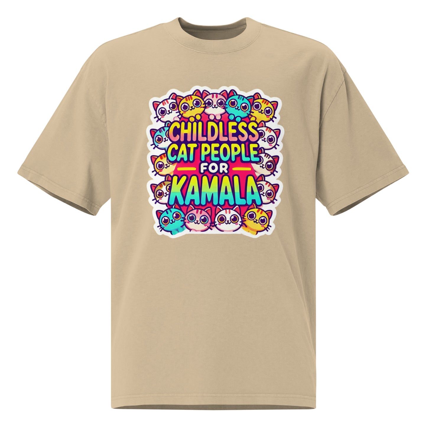 Childless Cat people for Kamala Oversized faded t-shirt